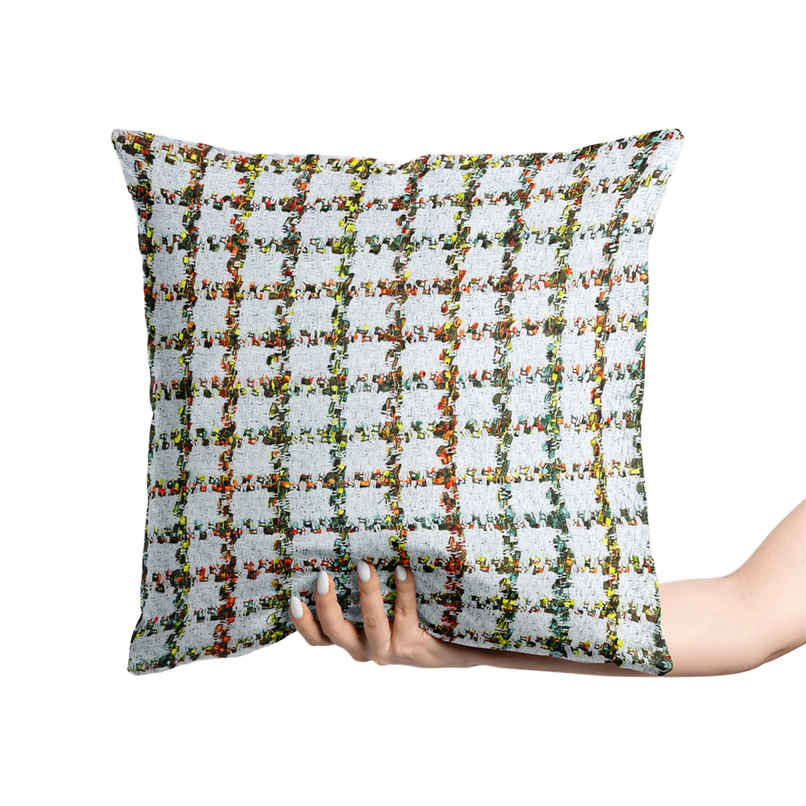 Bianca Decorative Hand Loom Cotton Jute Cushion Covers | 16 X16 Size | Abstract White