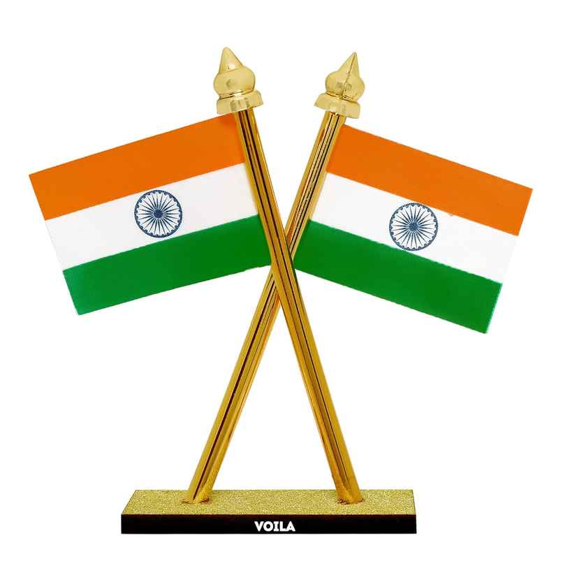 Voila Indian Flag Tiranga Cross Design Stand Double Sided Flag For Table Car Dashboard Home Decor Voila Indian Flag Tiranga Cross Design Stand Double Sided Flag For Table Car Dashboard Home Decor