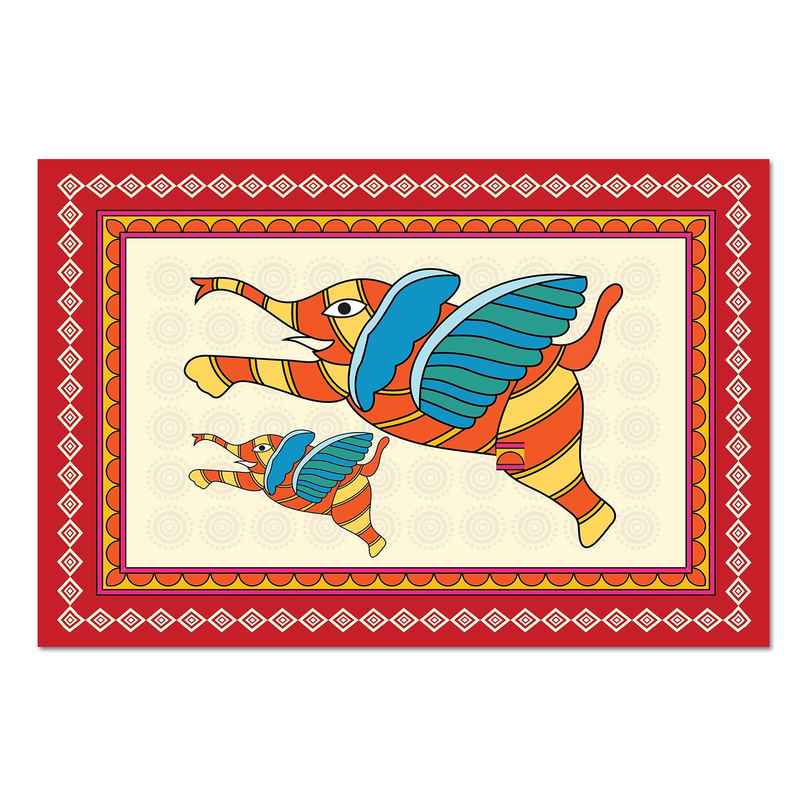 Paper Plane Design Indian Ethnic Traditional Wall Poster | Size 12 x 18 Inch | D88