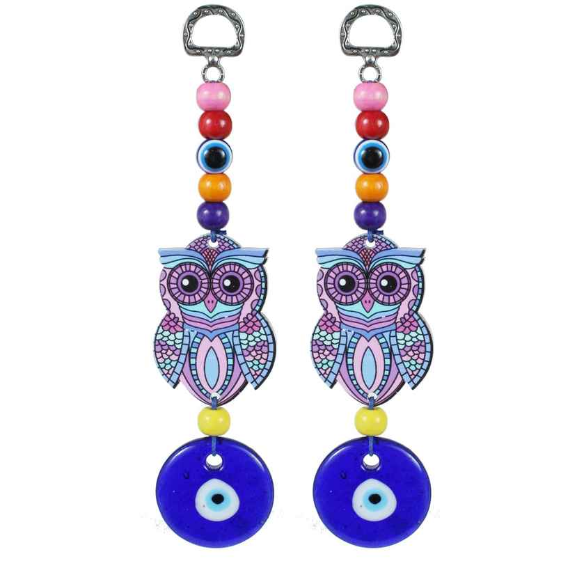 Tied Ribbons 2 Pcs Turkish Blue Evil Eye Owl
