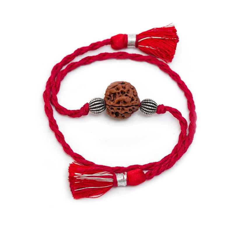 Silver Meenakari 925 Sterling Silver Beads with Rudraksha Rakhi (meenakari)