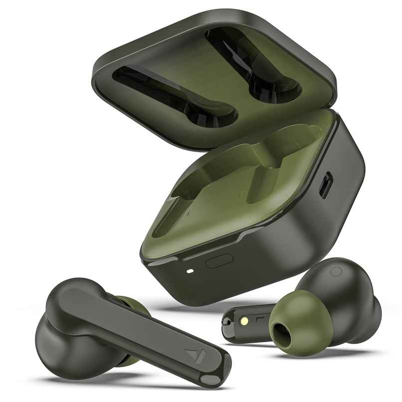 boAt Airdopes 458 TWS Earbuds W/ Spatial Bionic Sound by Thx, in Ear Enx Tech(Olive Green)