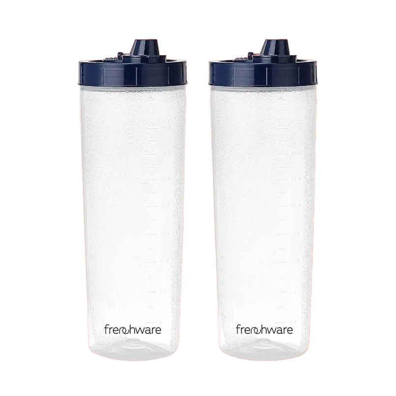 Frenchware Oil Dispenser, BPA-Free Plastic, 100% Food-Grade | 2 Pack, 1 L Each - Textured Blue