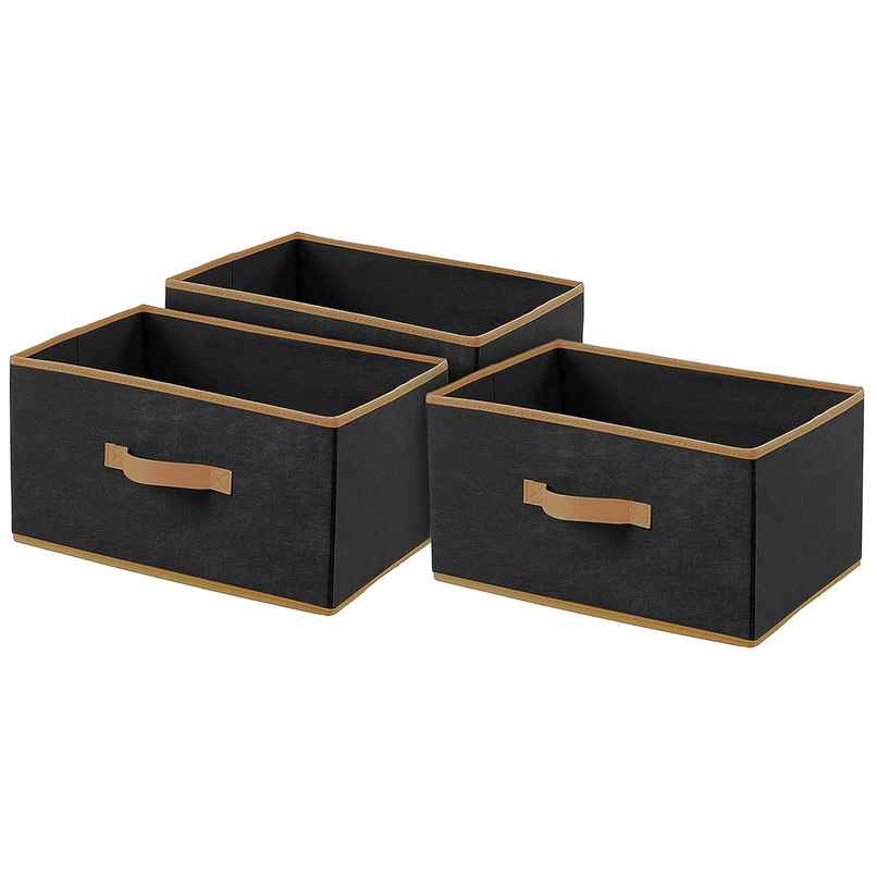 Kuber Industries Storage Box for Kids & Clothes | Foldable Toy Box | Pack of 3 (Black | Non-woven) Kuber Industries Storage Box for Kids & Clothes | Foldable Toy Box | Pack of 3 (Black | Non-woven)
