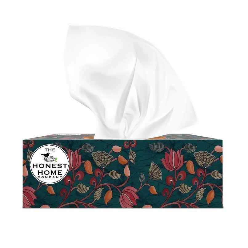 The Honest Home Company Face Tissue 2 Ply - 100 Pulls | Festive Green