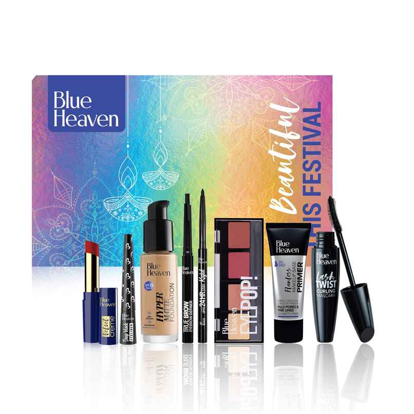 Blue Heaven Festive MakeUp Kit For Women, Medium Tone Combo, Pack of 8