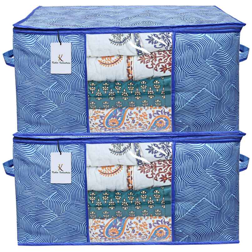 Kuber Industries Pack of 2 Non-Woven Extra Large Leheriya Design Underbed Storage Bag (Royal Blue) Kuber Industries Pack of 2 Non-Woven Extra Large Leheriya Design Underbed Storage Bag (Royal Blue)