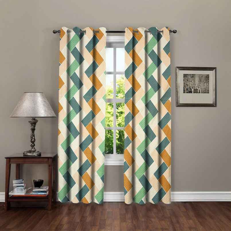 BAY6 Microfiber Cotton Door Curtains | Set of 2 | 7x4 ft | Multicolor