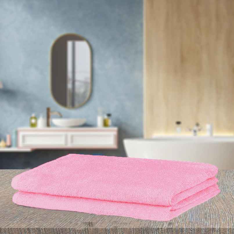 BAY6 100% Cotton Hand Towels - 60 cm x 40 cm | 500 GSM - Baby Pink - Set of 2