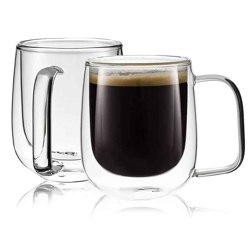 AGARO Elite Double Wall Glass Cup, Borosilicate Glass, 260 Ml each, Tea, Coffee, Pack of 2