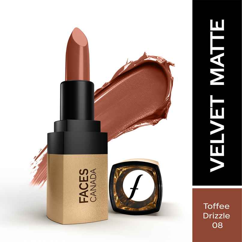 Faces Canada Comfy Matte Velvet Touch Lipstick - Toffee Drizzle 08,4.2 g | 8Hr Stay | Intense Color Faces Canada Comfy Matte Velvet Touch Lipstick - Toffee Drizzle 08,4.2 g | 8Hr Stay | Intense Color