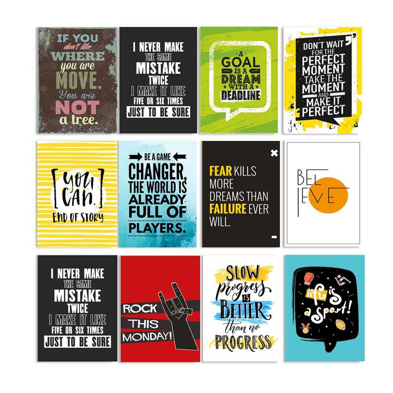 Paper Plane Design Motivational Wall Posters | Set of 12 | (29 cm x 21 cm) D28