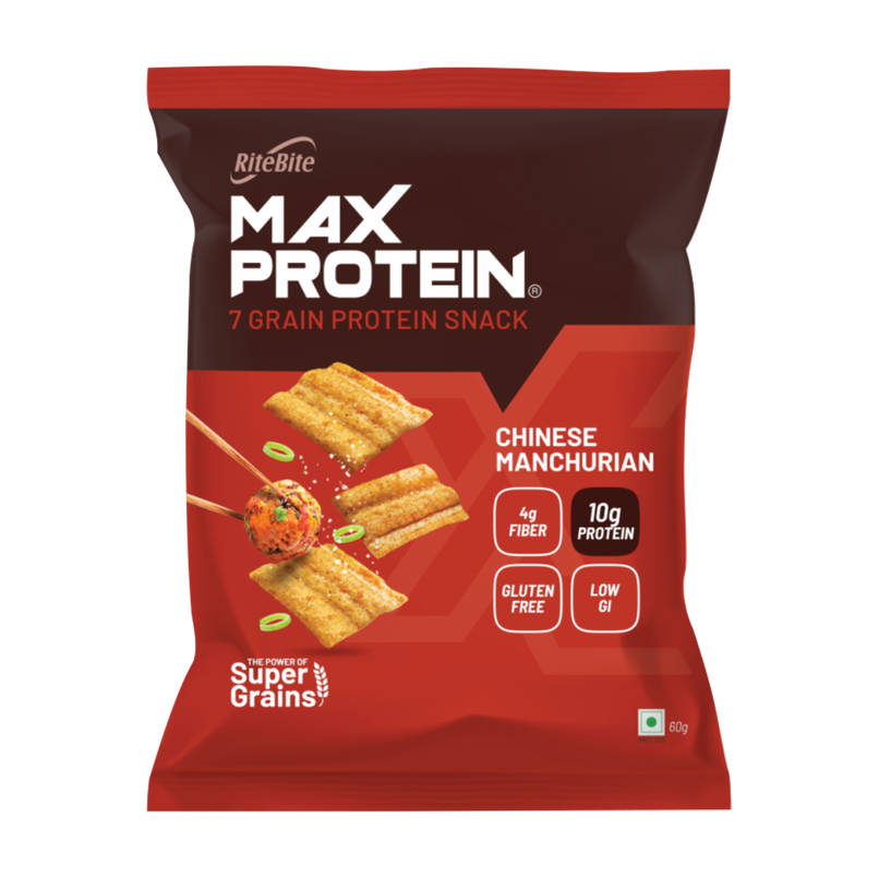 Ritebite Max Protein Chinese Manchurian 10G Multigrain Protein Chips, Healthy Snacks & Munchies