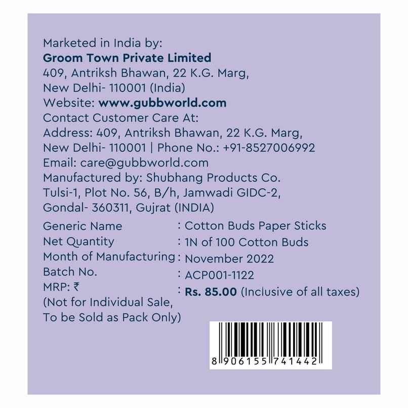 GUBB Cotton Buds In Paper Stick