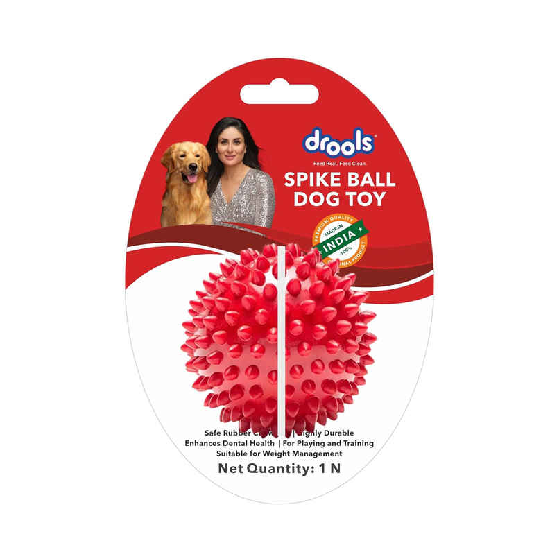Drools Non-Toxic Rubber Stud Spike Hard Ball Chew Toy, Puppy/Dog Teething Toy - 3 inches