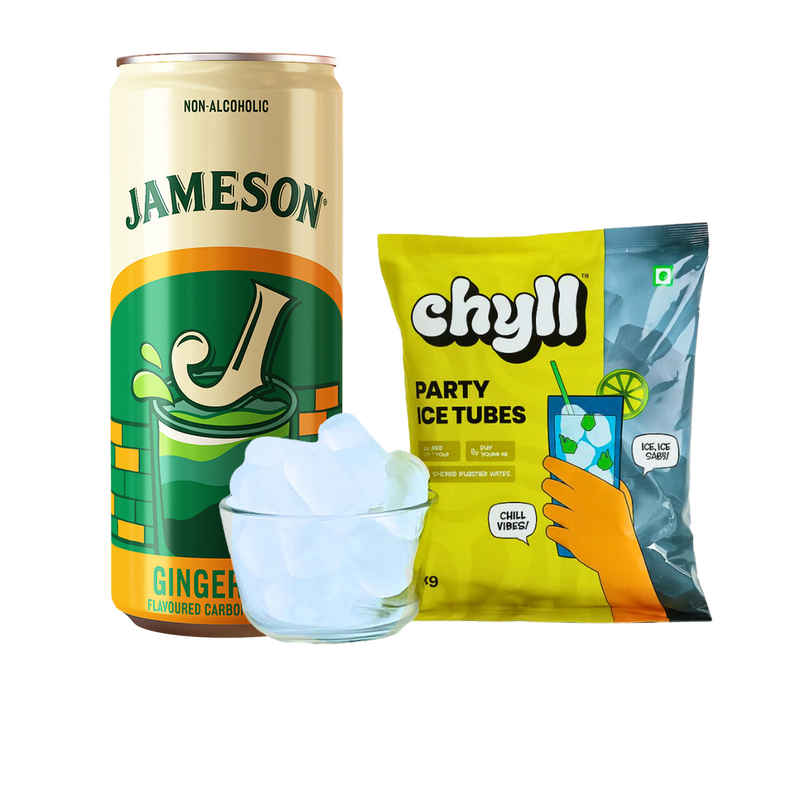 Chyll Party Ice Cubes (Tubes) | Assorted (1kg) & Jameson Ginger Ale (250ml) Combo