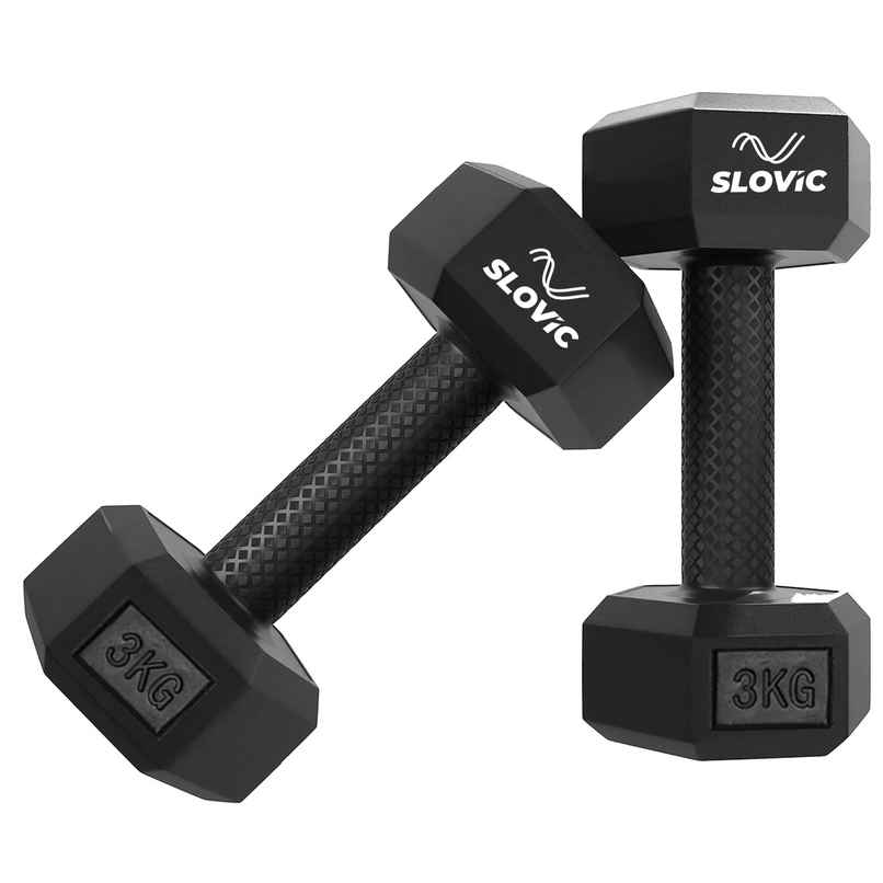 Slovic 3kg PVC Dumbbell Set (3kg x2) for Strength, Weightlifting & Home Gym - Non-Slip Coated Handle Slovic 3kg PVC Dumbbell Set (3kg x2) for Strength, Weightlifting & Home Gym - Non-Slip Coated Handle