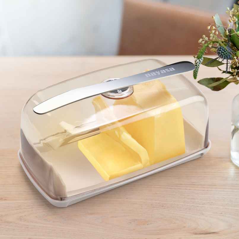 Nayasa Smart Butter Dish | Elegant & Durable Plastic Butter Container with Lid | Brown
