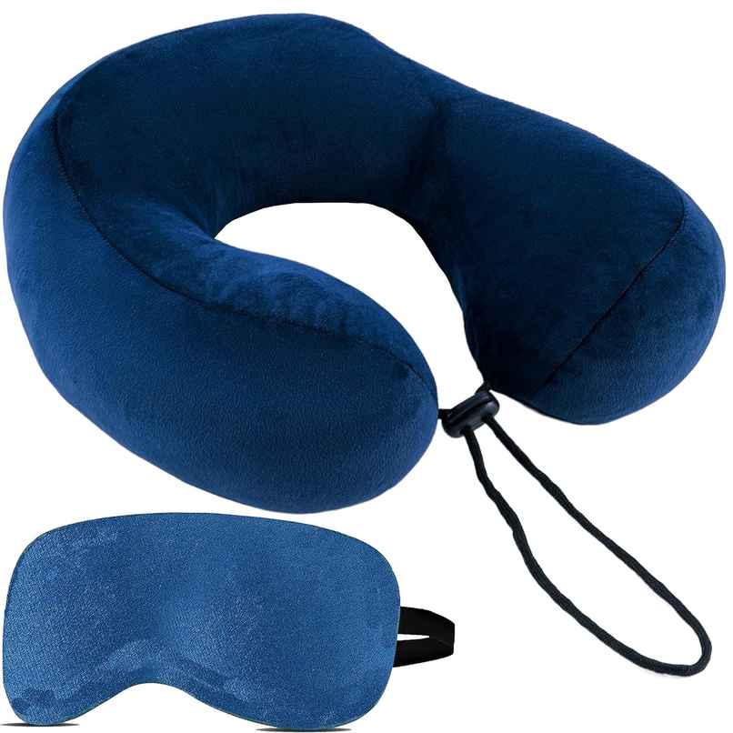 Trajectory Unisex Solid Polyester Travel Neck Pillow with AdvanceDXorthopedic | Blue - Free Size
