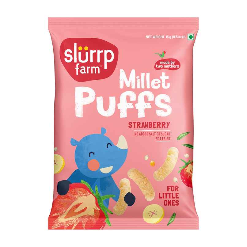 Slurrp Farm No Salt No Sugar Strawberry Teething Puffs