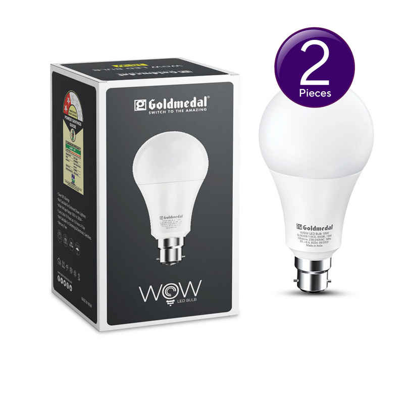 Gold Medal WOW 18W B22 Base LED Bulb For Home & Office | 230 Degree Light Coverage | 4kV Surge Protection | High Voltage Protection | Energy Efficient Combo