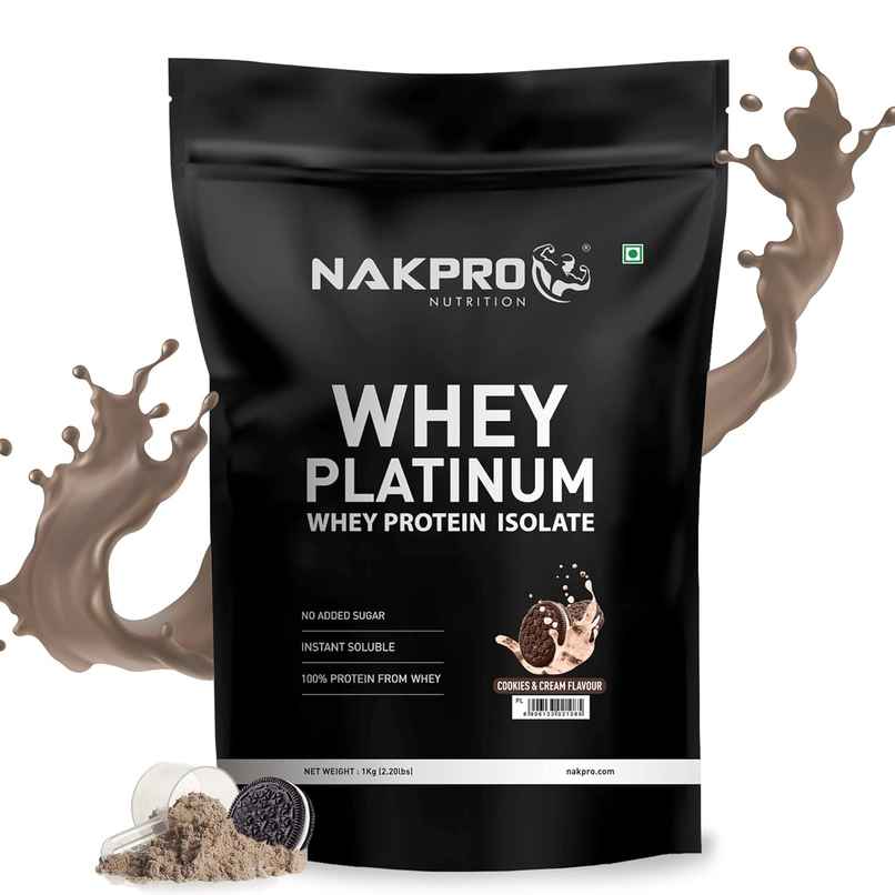 Nakpro Platinum Whey Protein Isolate Cookies & Cream 28G Protein 6.4G Bcaa