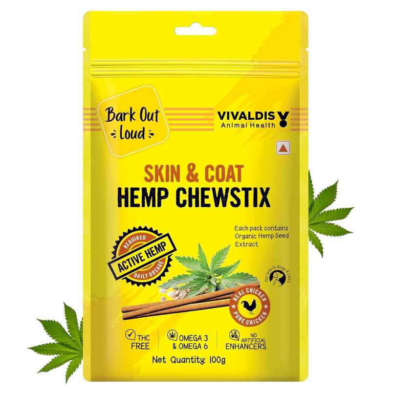 Bark Out Loud Dog Treat - Hemp Chewstix with Omega & Zinc to Boost Health