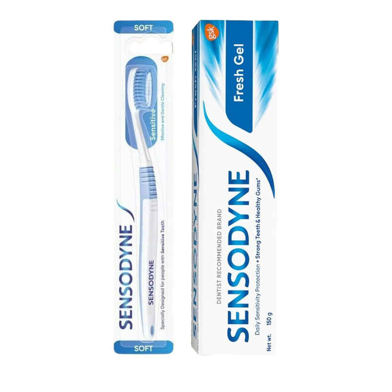 Sensodyne Freshgel Tube (150g) & Sensodyne Sensitive Toothbrush With Soft Round Bristles - Assorted (1pc) Combo Sensodyne Freshgel Tube (150g) & Sensodyne Sensitive Toothbrush With Soft Round Bristles - Assorted (1pc) Combo
