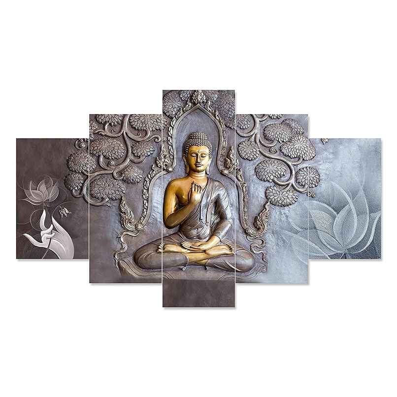 Perpetual Buddha 3D Paintings for Wall Decoration - Set of 5 |75 cm x 43 cm