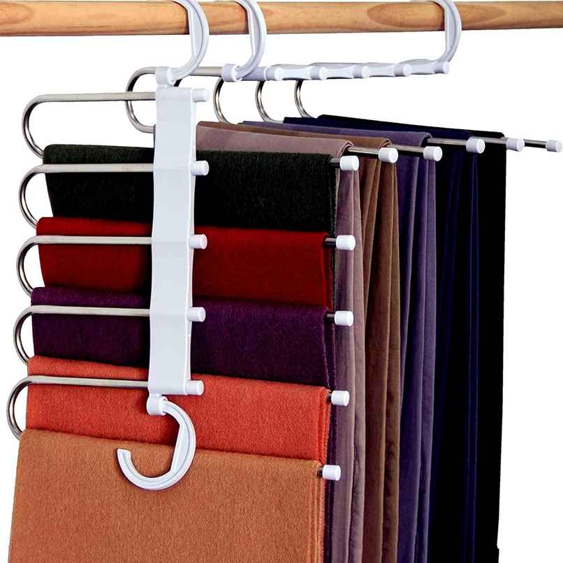 Perpetual Stainless Steel Hanger | 5-in-1 Wardrobe Organizer for Pants | Pack of 1 Perpetual Stainless Steel Hanger | 5-in-1 Wardrobe Organizer for Pants | Pack of 1