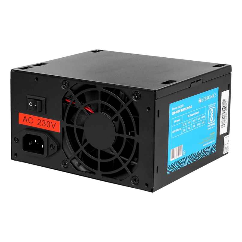 Zebronics 450W Black Gold Power Supply with 3x SATA connectors, 2x Molex, 80mm Built-in Fan, Zebronics 450W Black Gold Power Supply with 3x SATA connectors, 2x Molex, 80mm Built-in Fan,
