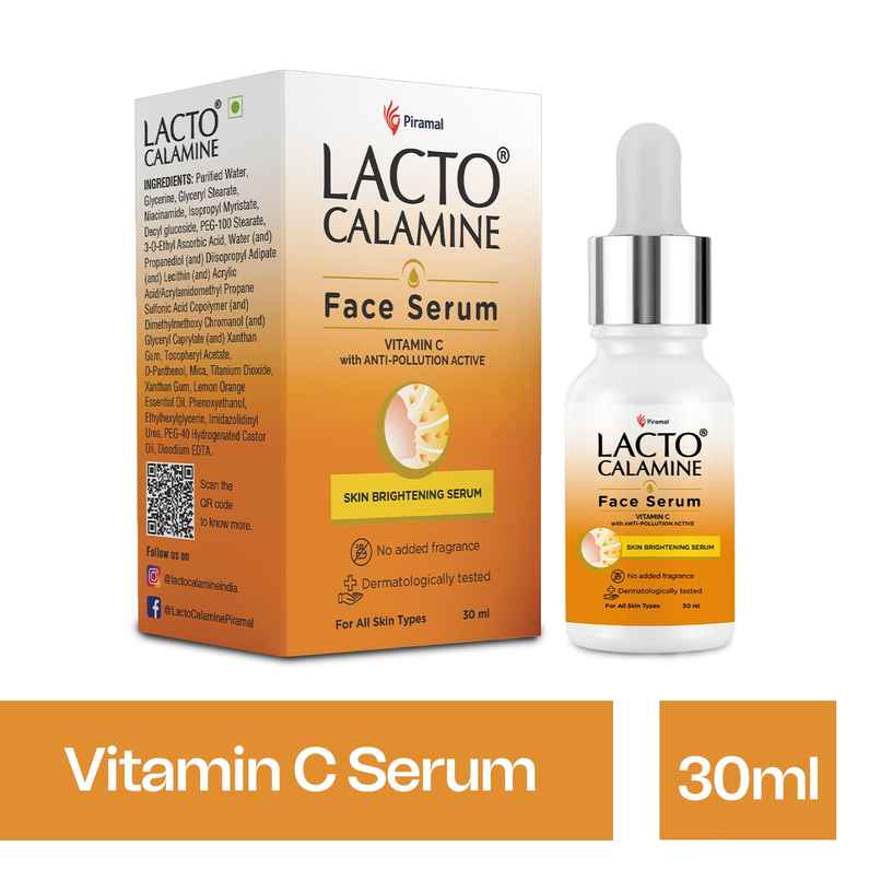 Lacto Calamine Vitamin C Serum Skin Brightening Serum With Pollushield, Vitamin E, B3 And B5