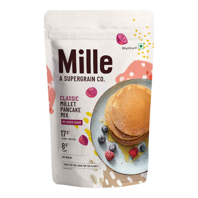 Mille Classic Pancake mix | Zero Sugar | No atta | No maida, Gluten free | 17g Protein | 8g Fibre