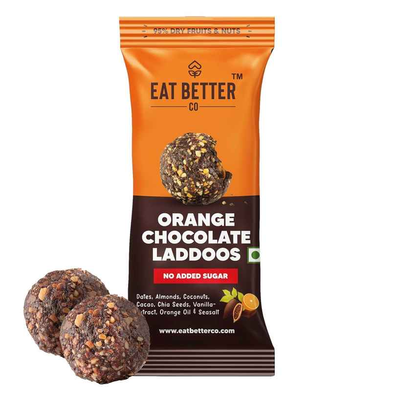 Eat Better Co - Orange & Chocolate Laddoos - No Added Sugar - High Protein, 100% Natural Eat Better Co - Orange & Chocolate Laddoos - No Added Sugar - High Protein, 100% Natural