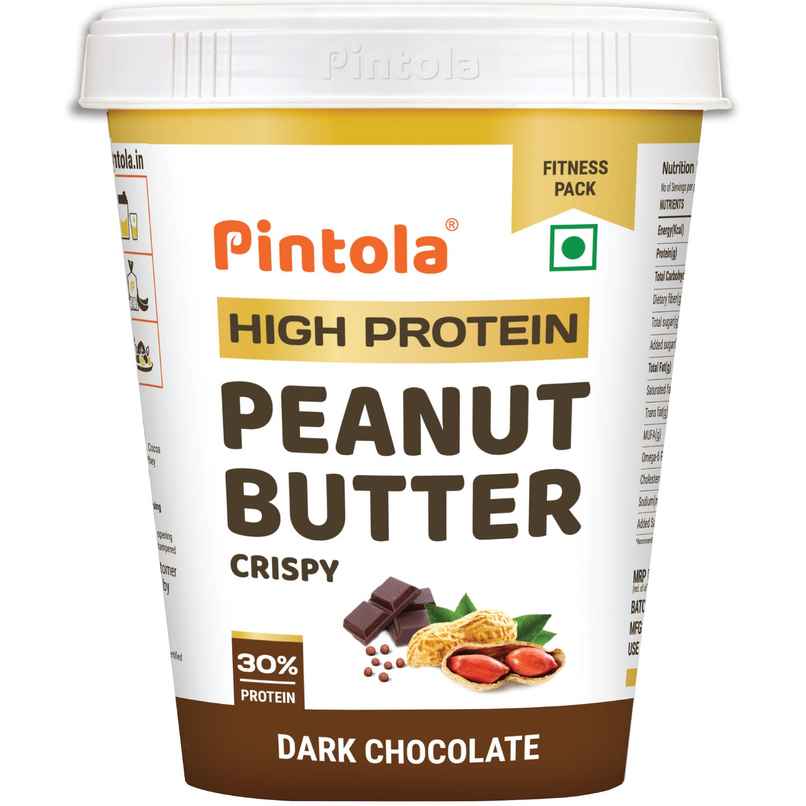Pintola High Protein Dark Chocolate Peanut Butter (Crispy) 30G Protein, Whey Protein
