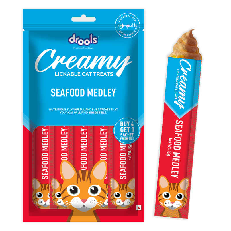 Drools Creamy Lickable Cat Treat - Seafood Medley Drools Creamy Lickable Cat Treat - Seafood Medley