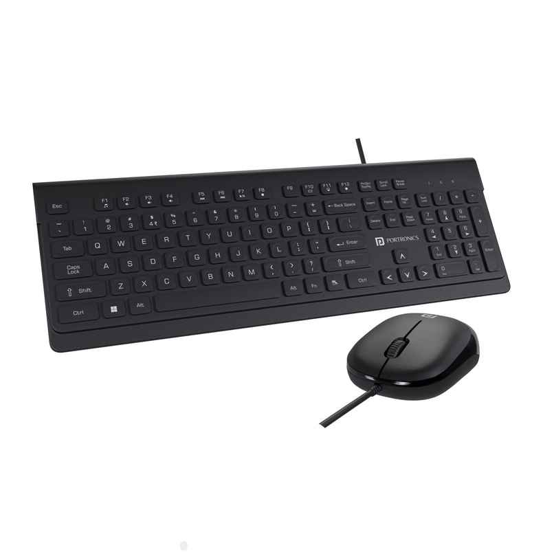 Portronics Keytonic Wired Keyboard & Mouse Set with High Precision Optical Mouse | 104 Keys - Black
