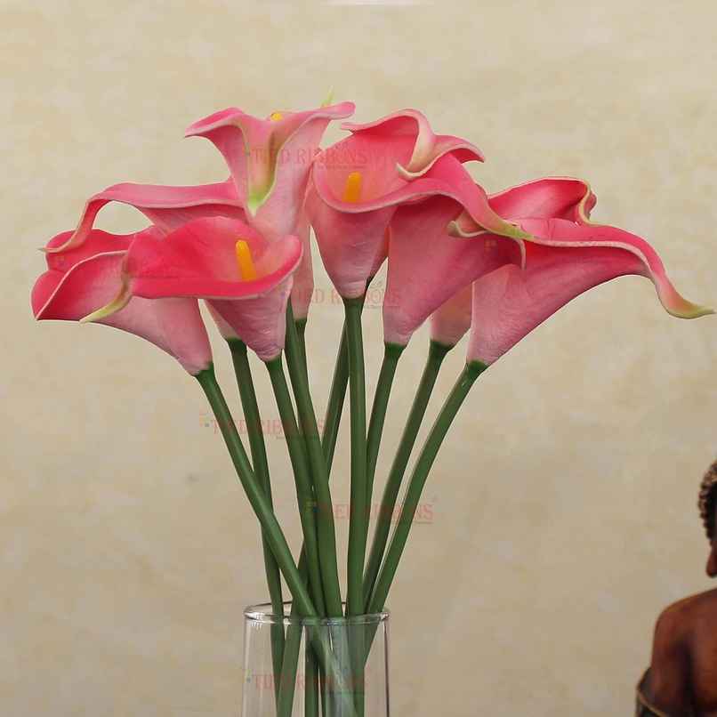 Tied Ribbons 10 Pcs Artificial Calla Lily Flowers Bunch