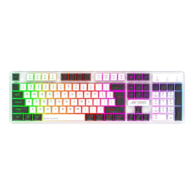 Ant Esports MK 1700 Wired Membrane Gaming Keyboard,with Backlit RGB LED, USB-A Connection, Quiet Keystrokes, 12 Multimedia Function Keys - for Computer, PC, Desktop, Gamer