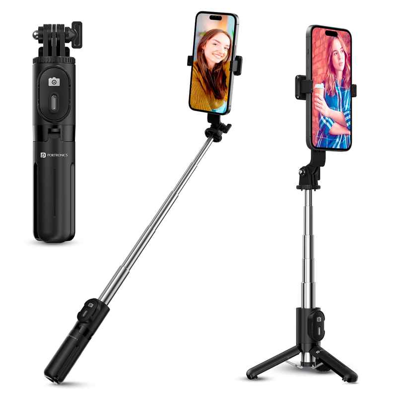 Portronics Lumistick Mini Adjustable Smart Selfiestick & Tripod