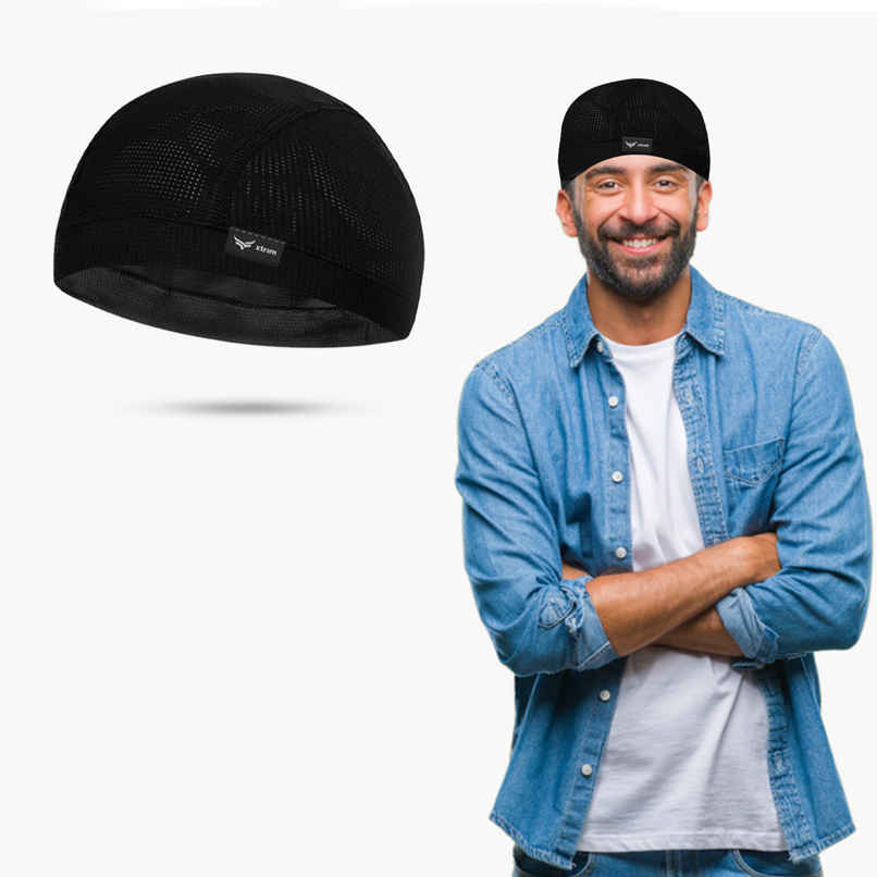 Xtrim Skull Cap for Bikers/Cyclists, Inner Helmet Liner, Sweat Cooling | Black | One Size Fits All