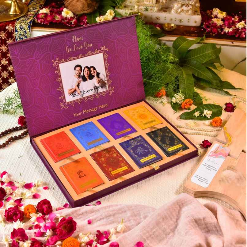 Servdharm Asht Chalisa - Purple Color | Premium Chalisas | Gift Set For Indian Occasions|Set Of 8