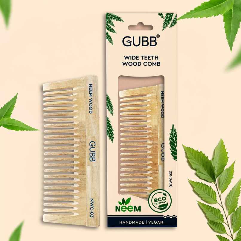 GUBB Wide Teeth Neem Wood Comb