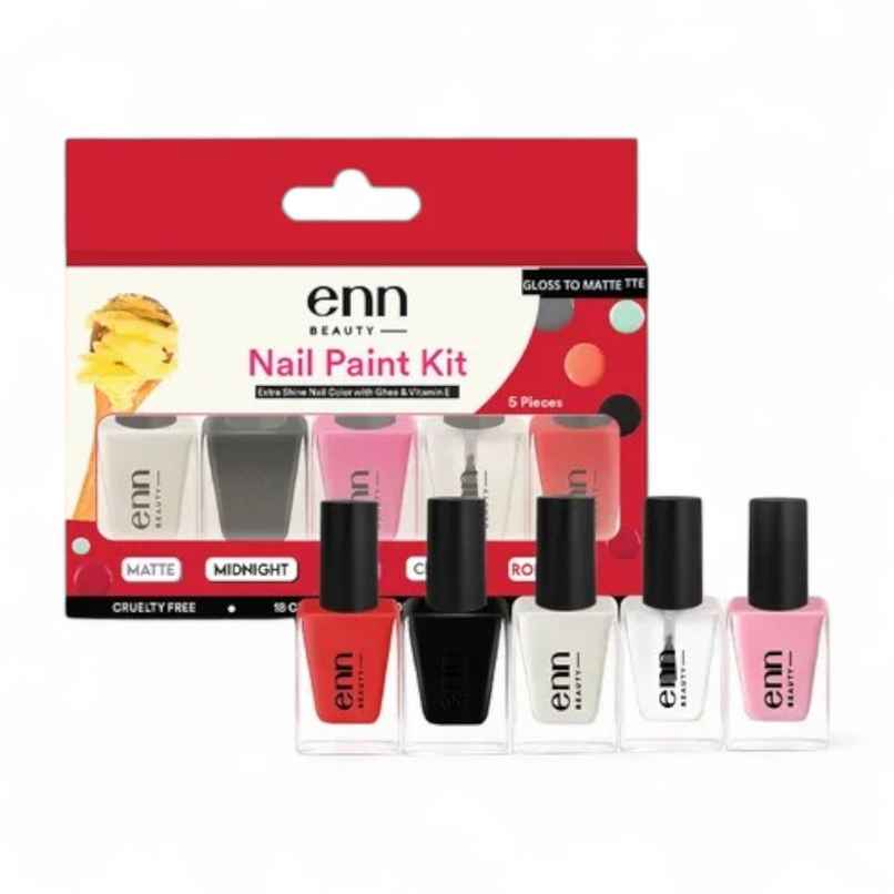 Enn Beauty Extra Shine Nail Paint Kit With Ghee - Glossy To Matte