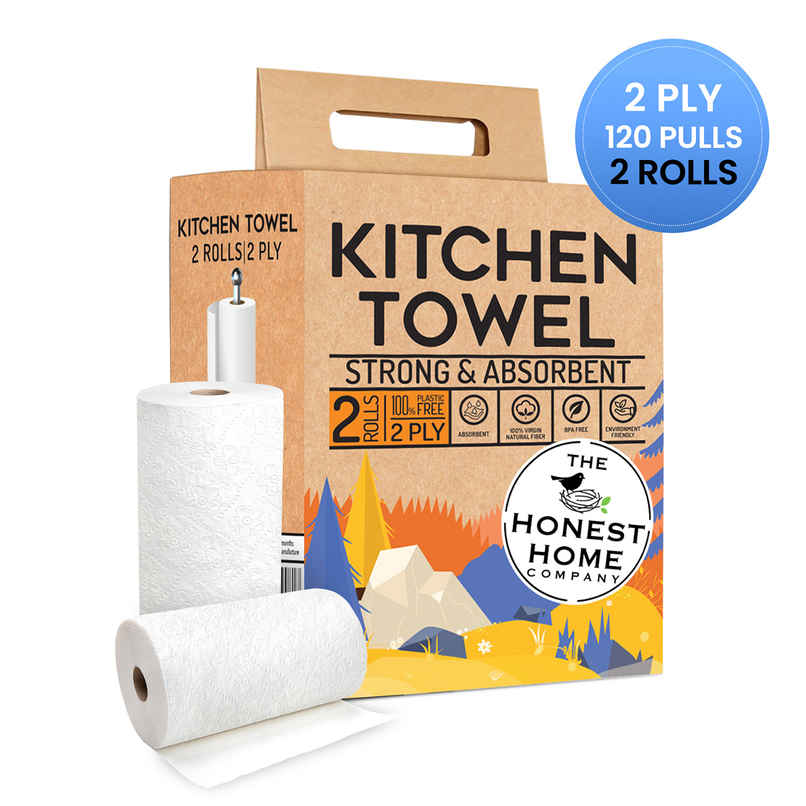 The Honest Home Company Kitchen Towel Roll (2 Ply) | 60 Pulls Per Role