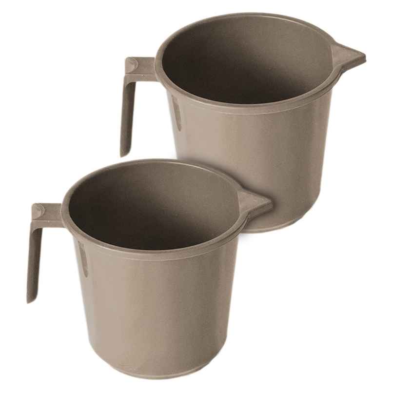 Kuber Industries Pack of 2 Plastic 1.5 Litre Lightweight | Unbreakable Bathroom Mug (Light Brown)