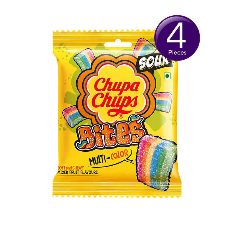 Chupa Chups Sour Bites Mixed Fruit Flavour Soft And Chewy Toffee Combo 