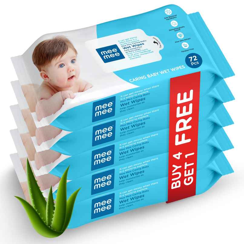 Mee Mee Gentle Wet Baby Wipes with Aloe Vera and Vitamin E- Pack of 5