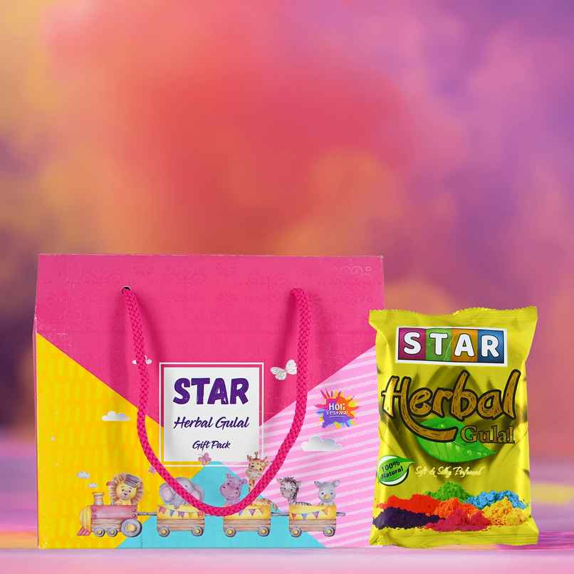 Star Real Holi Colors Combo - Pink , Green , Orange, Red, and Yellow