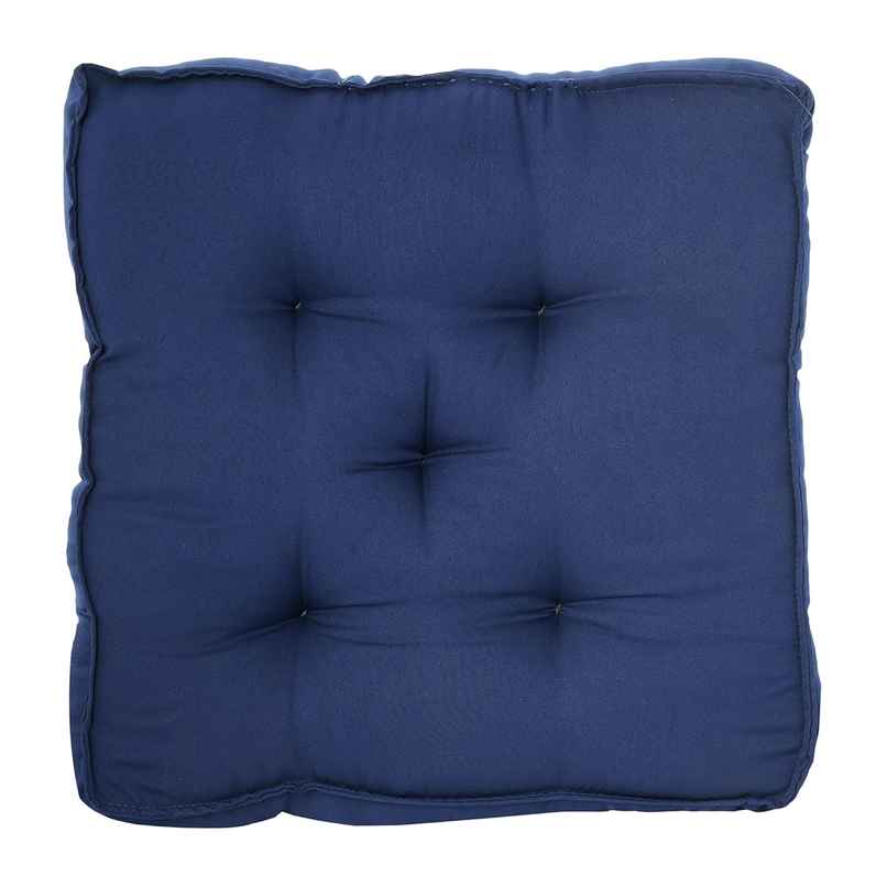 Kuber Industries Microfiber Square Chair Pad | Seat Cushion for Car | Office 18x18 Inch (Navy Blue)